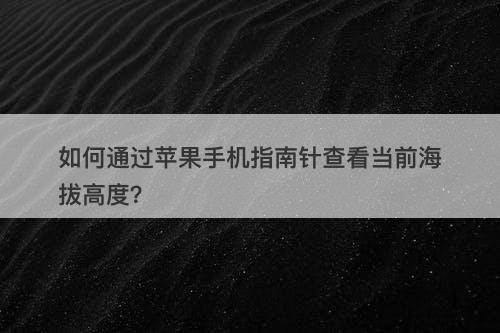 如何通过苹果手机指南针查看当前海拔高度？-图1