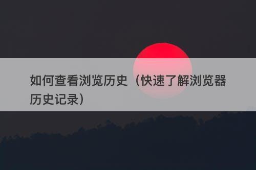 如何查看浏览历史（快速了解浏览器历史记录）