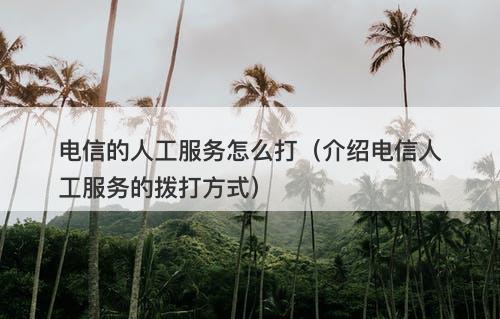 电信的人工服务怎么打（介绍电信人工服务的拨打方式）