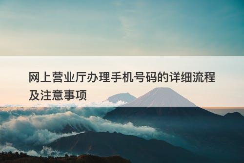 网上营业厅办理手机号码的详细流程及注意事项