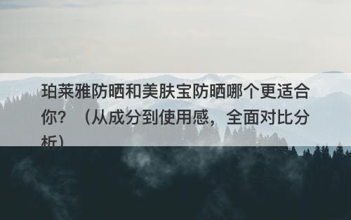 珀莱雅防晒和美肤宝防晒哪个更适合你？（从成分到使用感，全面对比分析）