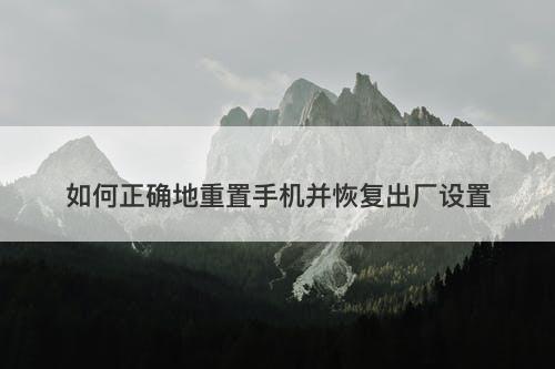 如何正确地重置手机并恢复出厂设置