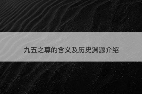 九五之尊的含义及历史渊源介绍