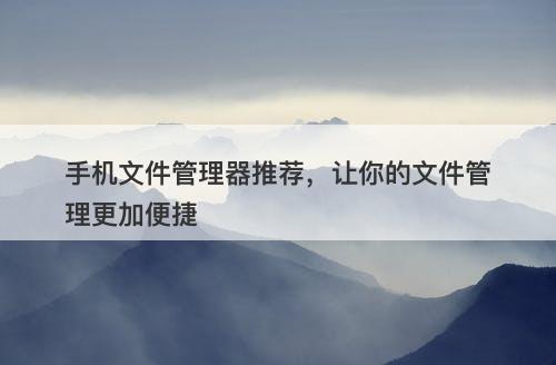 手机文件管理器推荐，让你的文件管理更加便捷