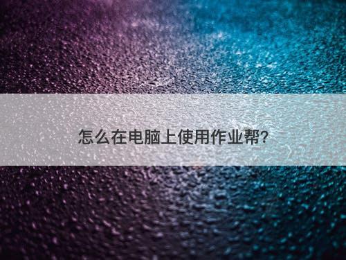 怎么在电脑上使用作业帮？