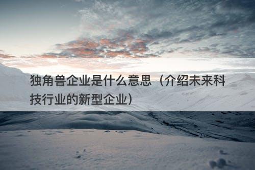 独角兽企业是什么意思（介绍未来科技行业的新型企业）