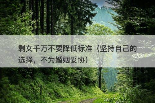 剩女千万不要降低标准（坚持自己的选择，不为婚姻妥协）