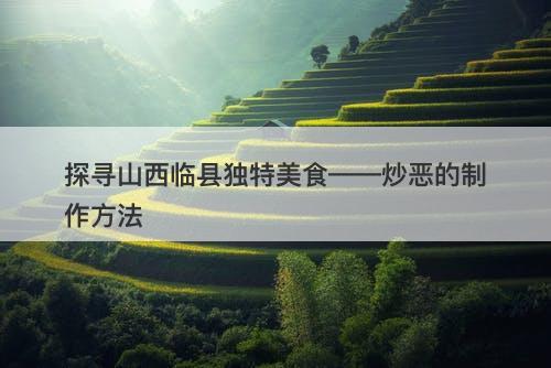 探寻山西临县独特美食——炒恶的制作方法