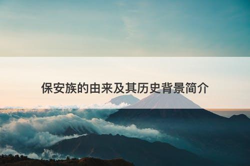 保安族的由来及其历史背景简介