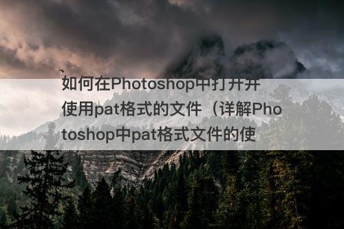 如何在Photoshop中打开并使用pat格式的文件（详解Photoshop中pat格式文件的使用方法）