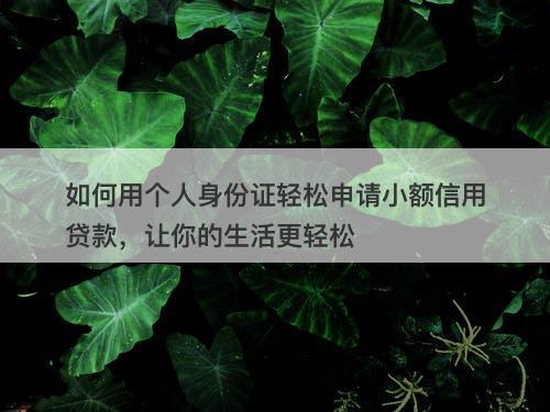 如何用个人身份证轻松申请小额信用贷款，让你的生活更轻松