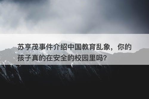 苏亨茂事件介绍中国教育乱象，你的孩子真的在安全的校园里吗？