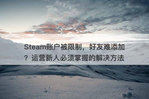 Steam账户被限制，好友难添加？运营新人必须掌握的解决方法