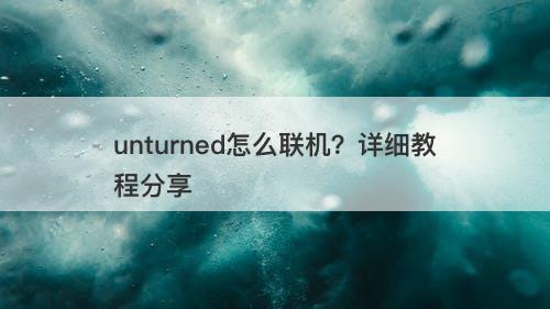 unturned怎么联机？详细教程分享