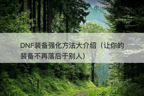 DNF装备强化方法大介绍（让你的装备不再落后于别人）