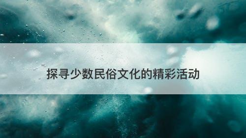 探寻少数民俗文化的精彩活动