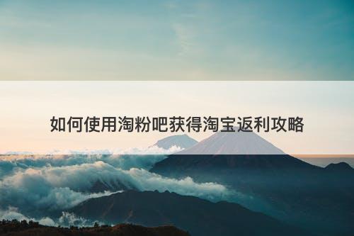 如何使用淘粉吧获得淘宝返利攻略