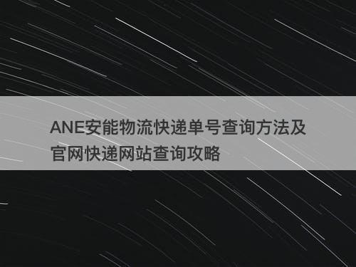 ANE安能物流快递单号查询方法及官网快递网站查询攻略