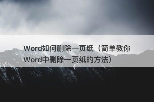 Word如何删除一页纸（简单教你Word中删除一页纸的方法）
