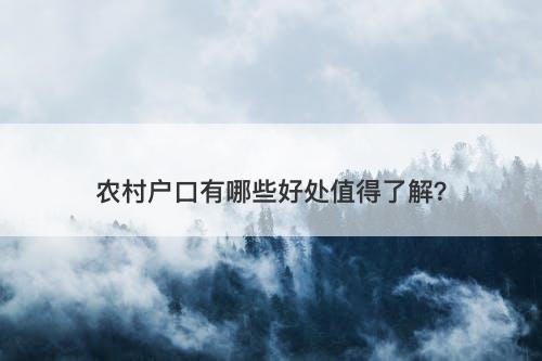 农村户口有哪些好处值得了解？