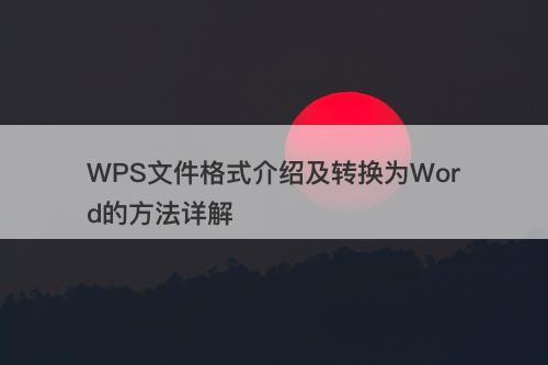 WPS文件格式介绍及转换为Word的方法详解