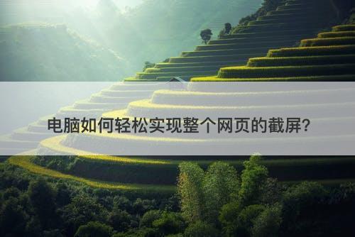 电脑如何轻松实现整个网页的截屏？