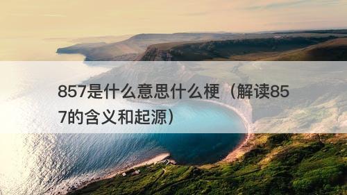 857是什么意思什么梗（解读857的含义和起源）