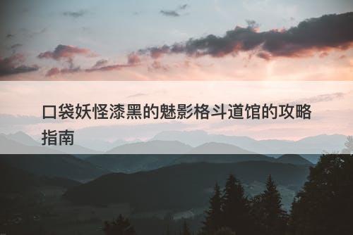 口袋妖怪漆黑的魅影格斗道馆的攻略指南