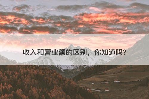 收入和营业额的区别，你知道吗？