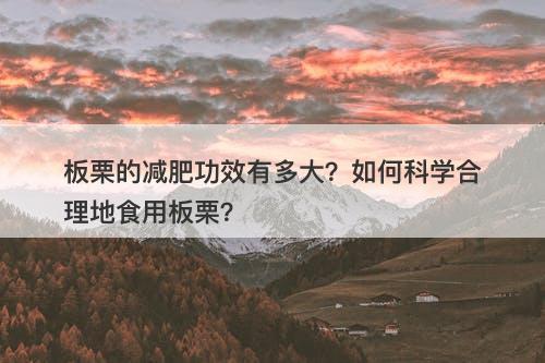 板栗的减肥功效有多大？如何科学合理地食用板栗？