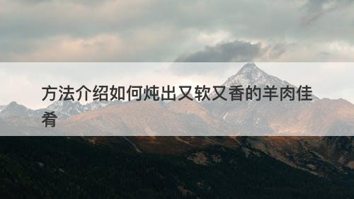 方法介绍如何炖出又软又香的羊肉佳肴