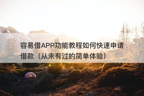 容易借APP功能教程如何快速申请借款（从未有过的简单体验）
