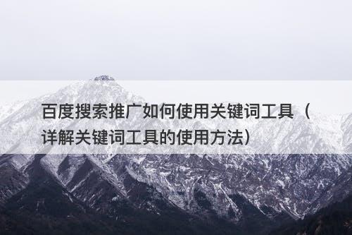 百度搜索推广如何使用关键词工具（详解关键词工具的使用方法）