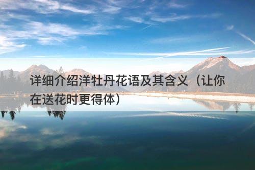 详细介绍洋牡丹花语及其含义（让你在送花时更得体）