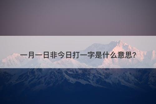 一月一日非今日打一字是什么意思？