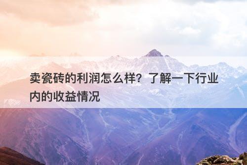 卖瓷砖的利润怎么样？了解一下行业内的收益情况
