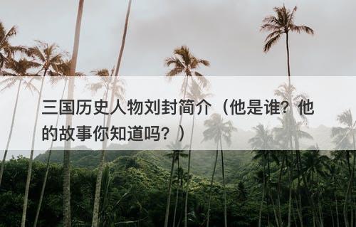 三国历史人物刘封简介（他是谁？他的故事你知道吗？）
