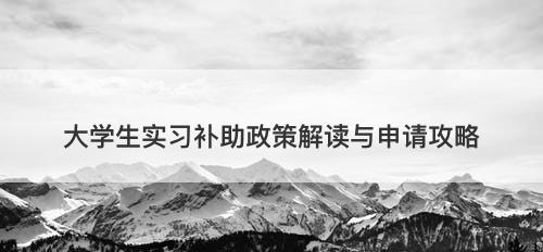 大学生实习补助政策解读与申请攻略