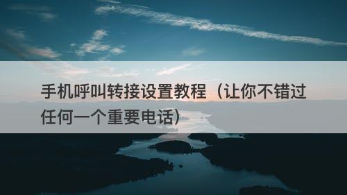 手机呼叫转接设置教程（让你不错过任何一个重要电话）