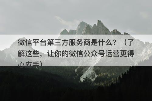 微信平台第三方服务商是什么？（了解这些，让你的微信公众号运营更得心应手）