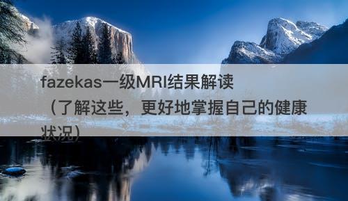 fazekas一级MRI结果解读（了解这些，更好地掌握自己的健康状况）