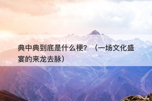 典中典到底是什么梗？（一场文化盛宴的来龙去脉）