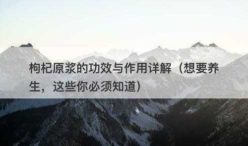枸杞原浆的功效与作用详解(想要养生,这些你必须知道)