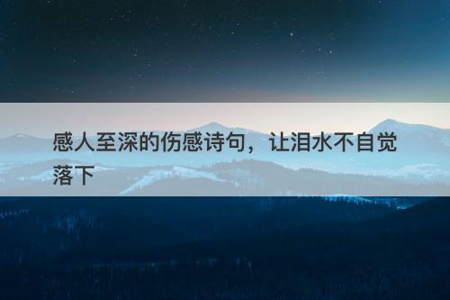 感人至深的伤感诗句，让泪水不自觉落下-图1