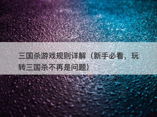 三国杀游戏规则详解(新手必看,玩转三国杀不再是问题)-图1 三国杀游戏规则详解(新手必看,玩转三国杀不再是问题)-图1