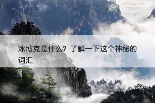 冰博克是什么？了解一下这个神秘的词汇