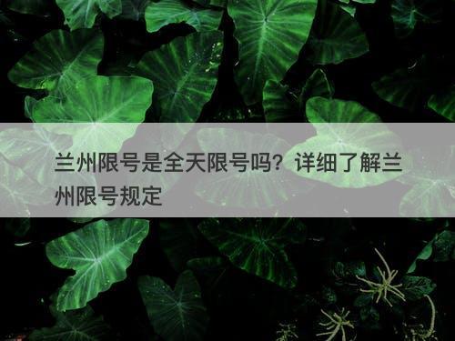 兰州限号是全天限号吗？详细了解兰州限号规定