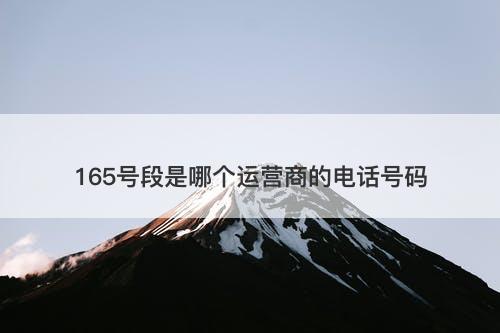 165号段是哪个运营商的电话号码