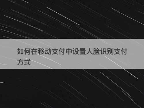 如何在移动支付中设置人脸识别支付方式