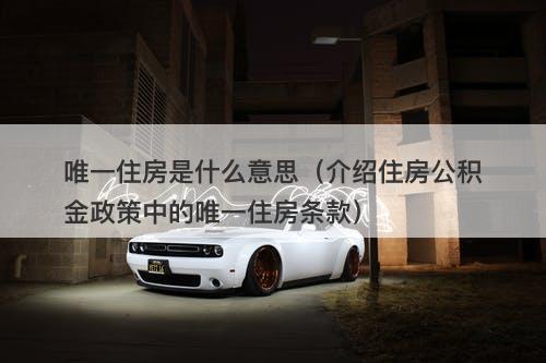 唯一住房是什么意思（介绍住房公积金政策中的唯一住房条款）